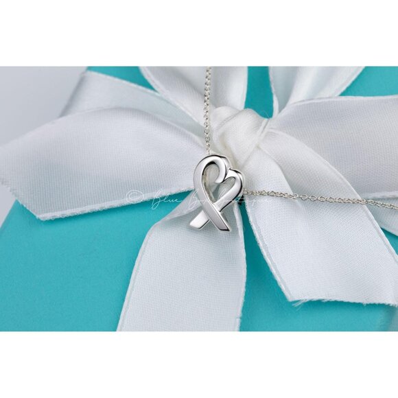 TIFFANY & Co. Sterling 925 Silver Paloma Picasso Loving Heart Necklace 16" Chain - Picture 2 of 8